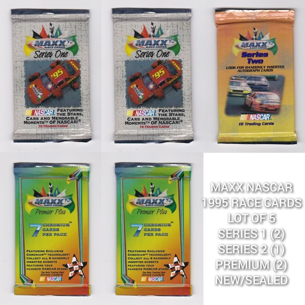 NASCAR 1995 Maxx Racing Series 1, 2 & Premium(5 PACKS) 44 Cards Total NEW/SEALED